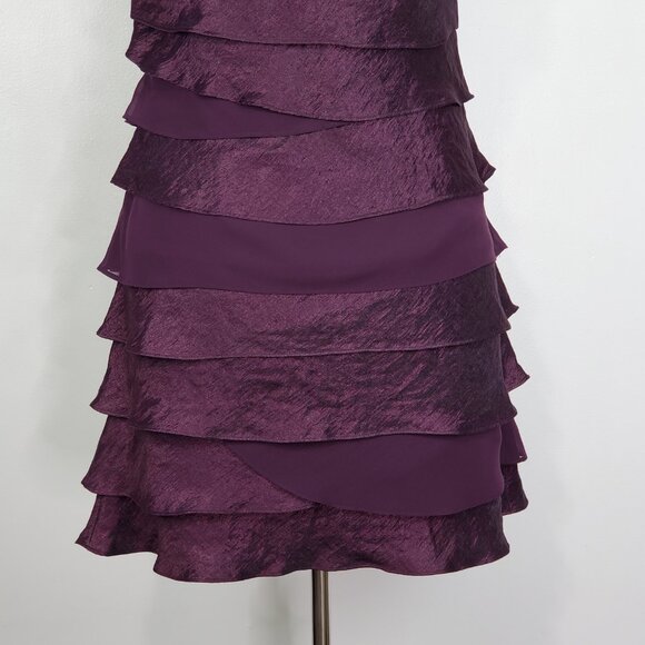S.L. Fashions Embellished Tiered Layered Sheath Purple Cocktail Dress Size 14 - Picture 12 of 16